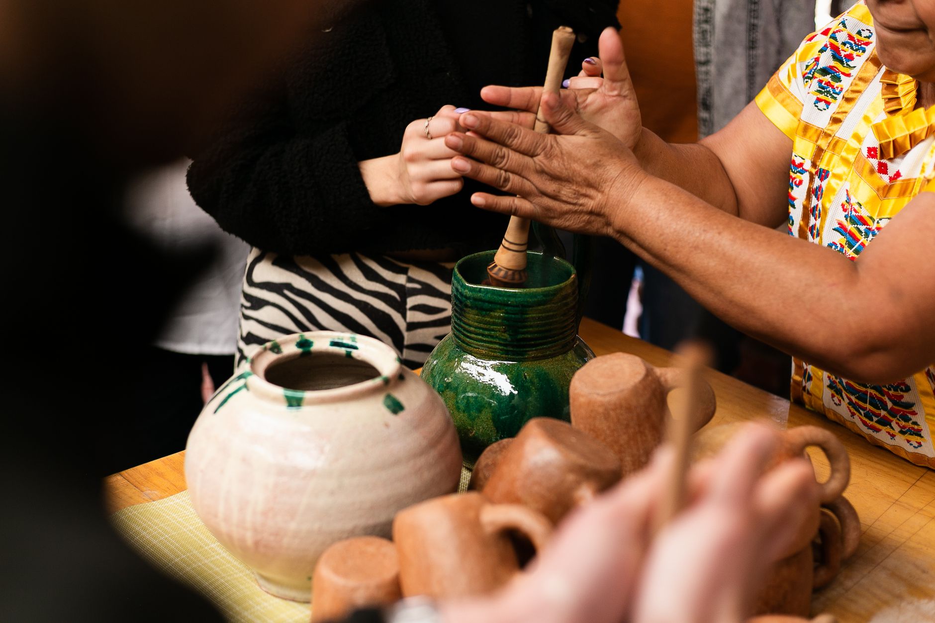 Oaxaca Mexico colonial market with pottery